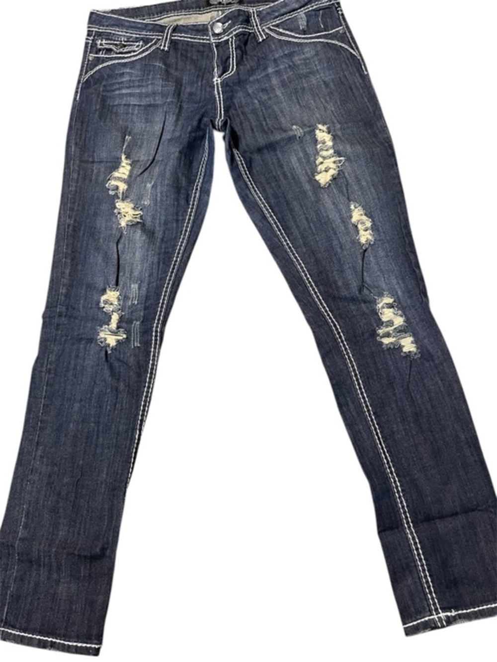 YMI Dark Blue Distressed Straight Leg Jeans